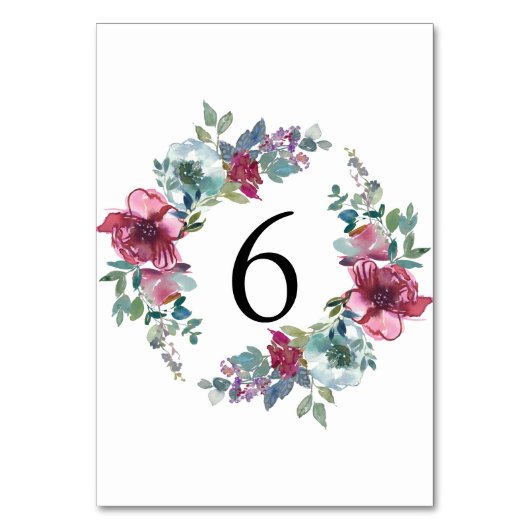 Mint & Mauve Blumenzwiebeln Tischnummer (Vorderseite)