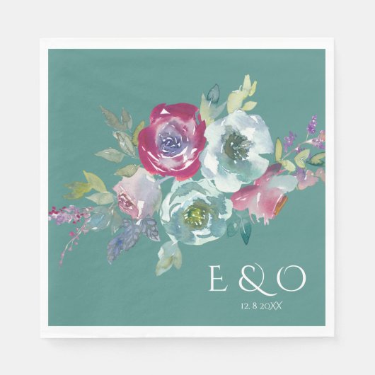 Mint & Mauve personalisierte Hochzeit Napkins Serviette (Vorderseite)
