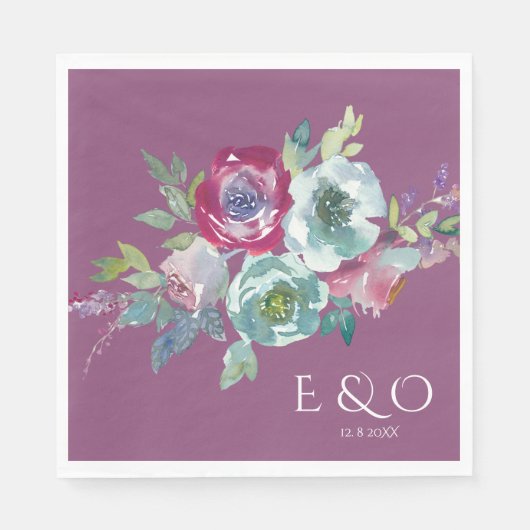 Mint & Mauve personalisierte Hochzeit Napkins Serviette (Vorderseite)