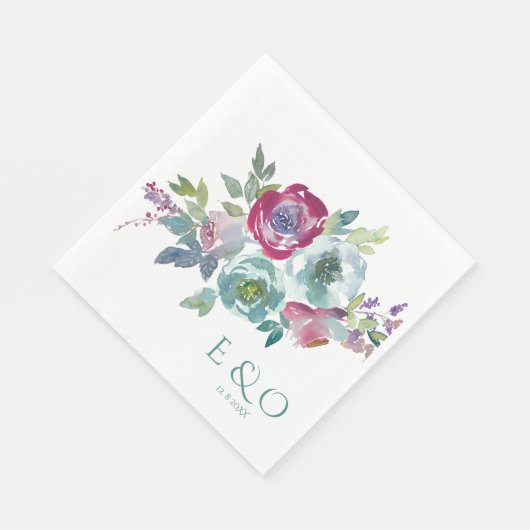 Mint & Mauve personalisierte Hochzeit Serviette (Ecke)
