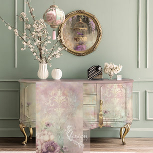 Mint Mauve Romance, geprägter Damast Seidenpapier