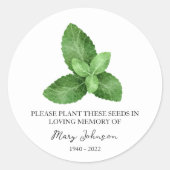 Mint Memorial Beerdigung Seed Packet Runder Aufkleber (Vorderseite)