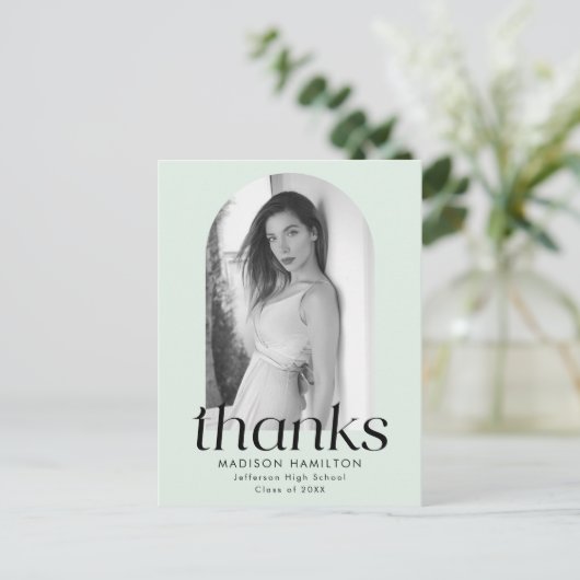 Mint Modern Minimalistisch Foto Abschluss Vielen D Postkarte (Stehend Vorderseite)