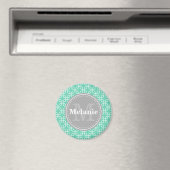 Mint Modern Squares Muster Grau Monogramm Magnet (In Situ (Geschirrspüler))