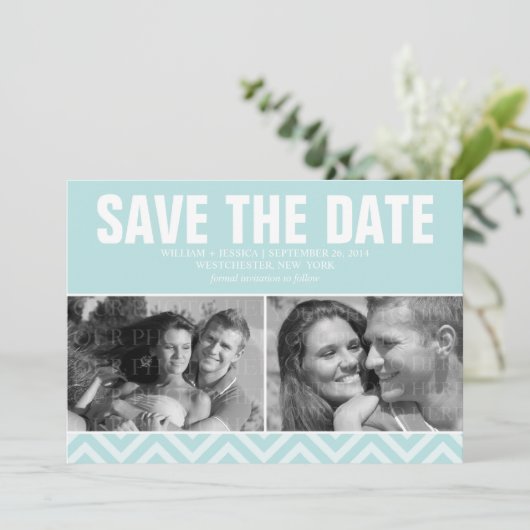 Mint Moderne Hochzeit rettet das Datum Save The Date (Stehend Vorderseite)