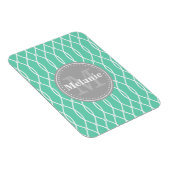 Mint Modernes Gittermuster Grau Monogramm Magnet (Rechte Seite)