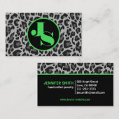Mint Monogram Classic Leopard Print Rockabilly Visitenkarte (Vorne/Hinten)