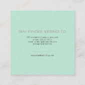 Mint Monogram Watercolor Floral Wedding Planner Quadratische Visitenkarte (Rückseite)