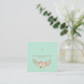 Mint Monogram Watercolor Floral Wedding Planner Quadratische Visitenkarte (Stehend Vorderseite)