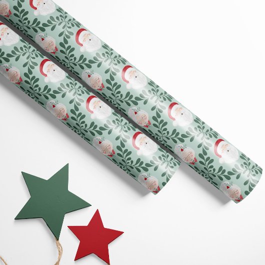 Mint Mr. & Mrs. Claus Christmas Wrapping Paper Geschenkpapier