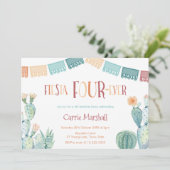 Mint Mustard Fiesta Viertages-Party Einladung (Stehend Vorderseite)