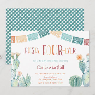 Mint Mustard Fiesta Viertages-Party Einladung