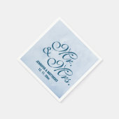 Mint Navy Blue Mr. und Mrs. Wedding Monogram Nicke Serviette (Ecke)