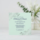 Mint Navy & Silver Wedding Probe Dinner Square Einladung (Stehend Vorderseite)