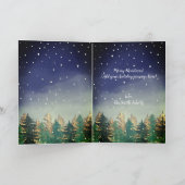 Mint Navy Wasserfarbe Schneebäume Weihnachten Karte (Innenseite)