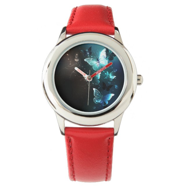 Mint-Night-Schmetterlinge Armbanduhr (Vorderseite)