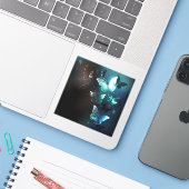 Mint-Night-Schmetterlinge Aufkleber (Laptop mit iPhone)