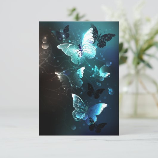 Mint-Night-Schmetterlinge Begleitkarte (Stehend Vorderseite)