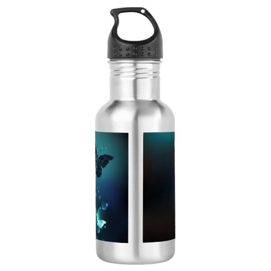 Mint-Night-Schmetterlinge Edelstahlflasche (Rückseite)
