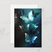 Mint-Night-Schmetterlinge Einladung (Vorne/Hinten)