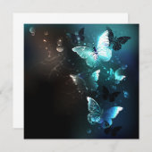 Mint-Night-Schmetterlinge Einladung (Vorne/Hinten)