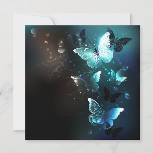 Mint-Night-Schmetterlinge Einladung (Vorderseite)
