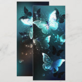 Mint-Night-Schmetterlinge Einladung (Vorne/Hinten)