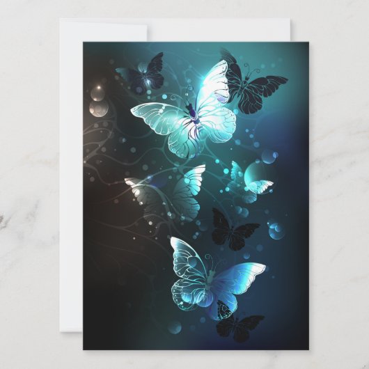 Mint-Night-Schmetterlinge Einladung (Vorderseite)