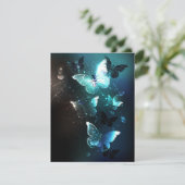 Mint-Night-Schmetterlinge Einladung (Stehend Vorderseite)