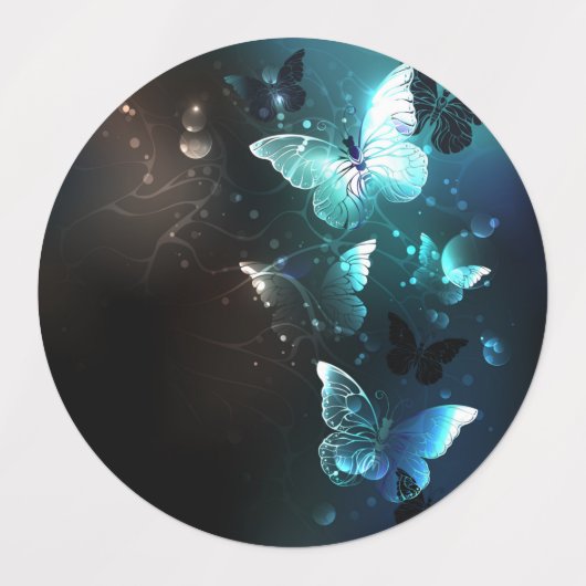 Mint-Night-Schmetterlinge Etiketten (Design 2)