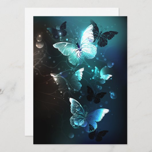 Mint-Night-Schmetterlinge Feiertagskarte (Vorne/Hinten)