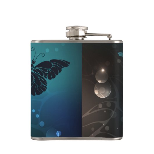 Mint-Night-Schmetterlinge Flachmann (Rückseite)