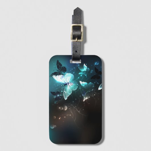 Mint-Night-Schmetterlinge Gepäckanhänger (Vorderseite Vertikal)