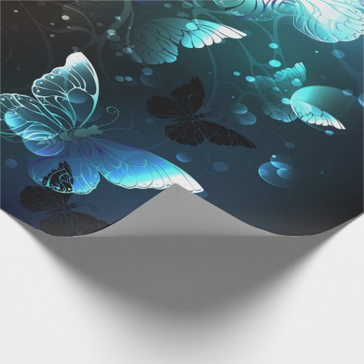Mint-Night-Schmetterlinge Geschenkpapier (Ecke)