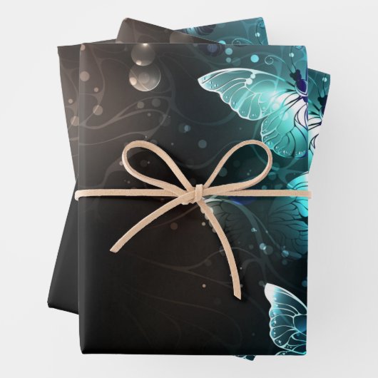 Mint-Night-Schmetterlinge Geschenkpapier Set (Beispiel)
