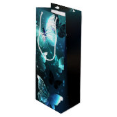 Mint-Night-Schmetterlinge Geschenktüte Für Weinflaschen (Vorderseite Schrägansicht)