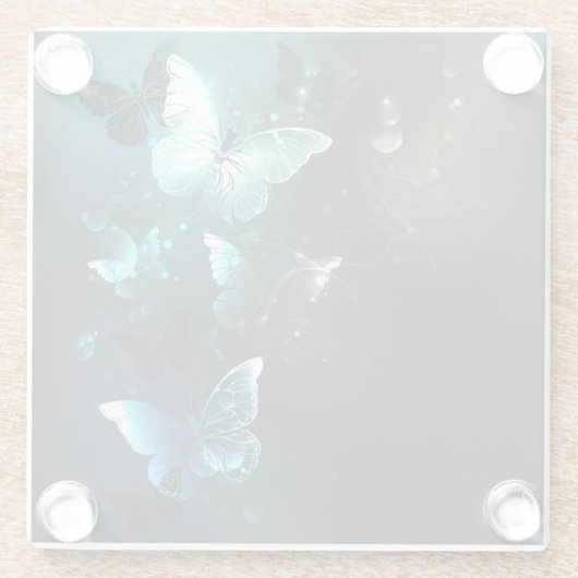 Mint-Night-Schmetterlinge Glasuntersetzer (Rückseite)