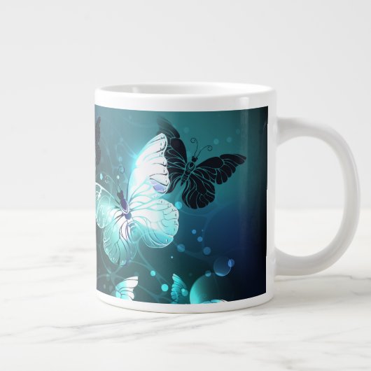 Mint-Night-Schmetterlinge Jumbo-Tasse (Rechts)