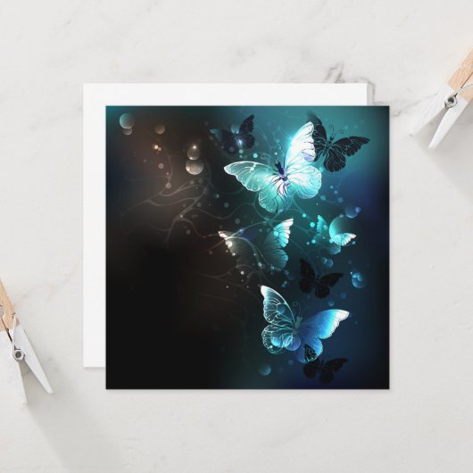 Mint-Night-Schmetterlinge Karte (Vorderseite/Rückseite Beispiel)