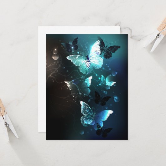 Mint-Night-Schmetterlinge Karte (Vorderseite/Rückseite Beispiel)