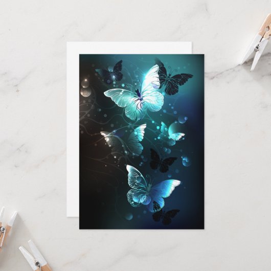 Mint-Night-Schmetterlinge Karte (Vorderseite/Rückseite Beispiel)
