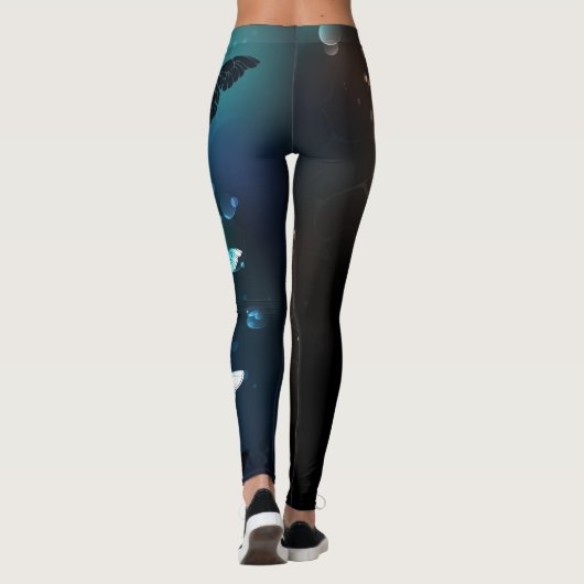Mint-Night-Schmetterlinge Leggings (Rückseite)