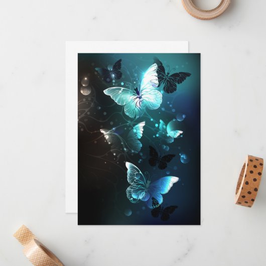 Mint-Night-Schmetterlinge Mitteilungskarte (Vorderseite/Rückseite Beispiel)
