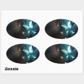 Mint-Night-Schmetterlinge Ovaler Aufkleber (Blatt)