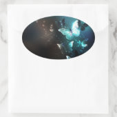 Mint-Night-Schmetterlinge Ovaler Aufkleber (Tasche)