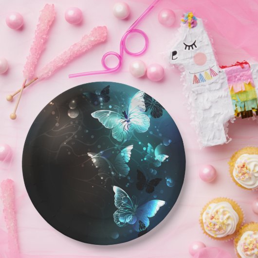 Mint-Night-Schmetterlinge Pappteller (Party)