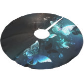 Mint-Night-Schmetterlinge Polyester Weihnachtsbaumdecke (Schrägansicht)