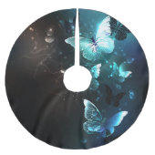 Mint-Night-Schmetterlinge Polyester Weihnachtsbaumdecke (Vorderseite)