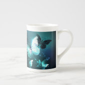 Mint-Night-Schmetterlinge Porzellantasse (Rechts)