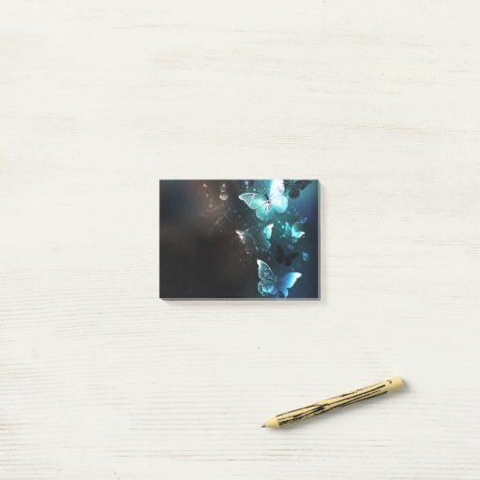 Mint-Night-Schmetterlinge Post-it Klebezettel (Auf Schreibtisch)